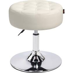 Furniliving Mid-Century Tufted Adjustable Swivel White Seating Stool 20.5"