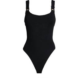 Hunza G Domino Seersucker Swimsuit Black
