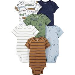 Carter's Baby's Short Sleeve Bodysuit 6-pack - Multicolour/Alligator/Forest Animals/Stripes