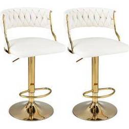 Costway Swivel Beige/Gold Bar Stool 42" 2