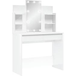 vidaXL Makeup Vanity Desk with LED Lights High Gloss White Sminkebord 40x96cm