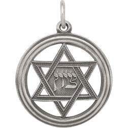 JewelryWeb Star of David Disc Charm Pendant - Silver