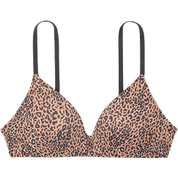 PINK Wear Everywhere Push Up Wireless Bra - Praline Leopard Print