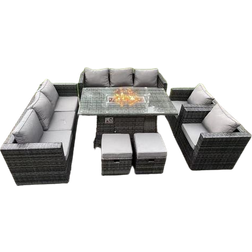 Fimous Gas Fire Pit Essgruppe, 1 Bord inkl. 2 Stolar & 2 Soffor