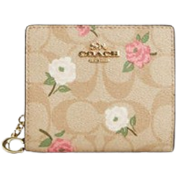 Coach Snap Wallet In Signature Canvas With Floral Print - Gold/Light Khaki Chalk Multi