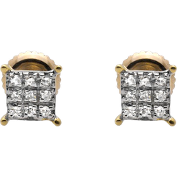 Jewelry Unlimited Four Prong Square Kite Stud Earring - Gold/Diamonds