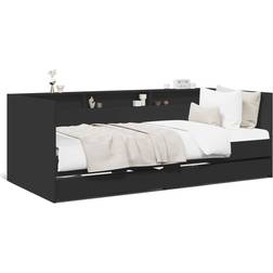 vidaXL Daybed with Drawers Black Sofa 203cm 3-Sitzer