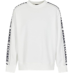 Armani Exchange Men's Long Sleeve Logo Tape Fleece Sweatshirt - White