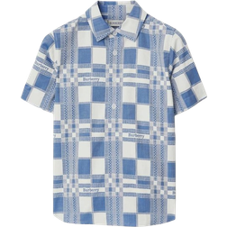 Burberry Kid's Check Cotton Shirt - Pale Blue