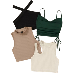 Shein EZwear 1pc Drawstring Cami Top & 2pcs Tank Top & 1pc Halter Top, Going Out Top