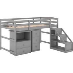 Harper & Bright Designs Twin Size Loft Bed with Storage Drawers & Multifunctional Movable Built in Desk 41.7x77.4"