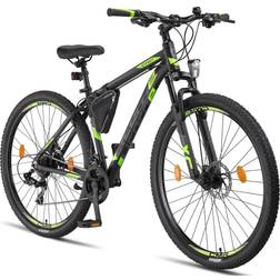 Licorne Bike Effect Premium Mountain Bike 29 Inch, 21 Speed Gear - Black/Lime Herrenfahrrad