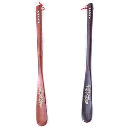 Budget Bundles Extra Long Handle Aid Stick Wooden ShoeHorn 2-pcs