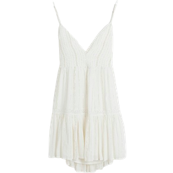 River Island Shirred Tiered Beach Mini Dress - White