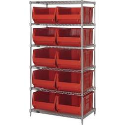 Quantum Storage Systems Wire Red/Chrome Shelving System 36x74