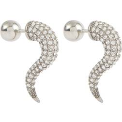 Balenciaga Force Horn Earrings - Silver/Transparent