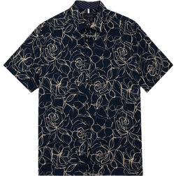 Ted Baker Cavu Short Sleeve Printed Cotton Shirt - Navy