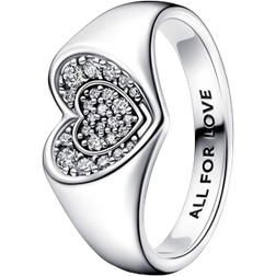 Pandora Radiant Heart Pavé Signet Ring - Silver/Transparent