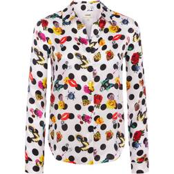 L'agence Tyler Silk Blouse - White Multi Crystal Dot