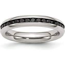 Chisel Polished Ring - Silver/Black