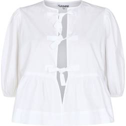 Ganni Poplin Peplum Tie Blouse - Bright White