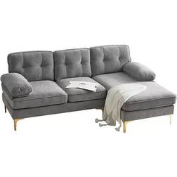 Merax Modern L Shaped Couches Light Grey Sofa 54.3" 3 Seater