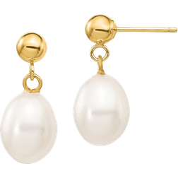 Primal Gold Dangle Post Earrings - Gold/Pearls