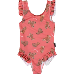 Palm Angels Kid's Teddy Bear Print Swimsuit - Coral Pink