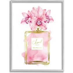 Stupell Pink Glam Floral Perfume Gray Framed Art 11x14"