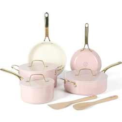 Martha Stewart Galway Premium Nonstick Pink Cookware Set with lid 10 Parts