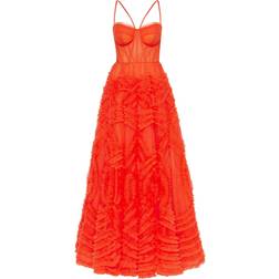 Milla Tangerine Tulle Ornament Maxi Dress - Coral