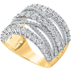 Macy's Multi Row Crossover Statement Ring - Gold/Diamonds