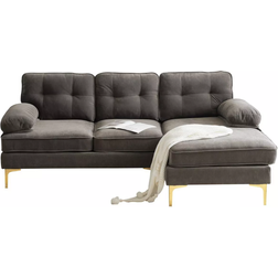 Simplie Fun Modern Sectional Couches Brown Sofa 83"