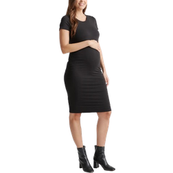 Quince Tencel Jersey Maternity Ruched Dress Black
