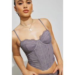 Garage Chrishell Lace Mesh Bustier - Smoked Out Grey