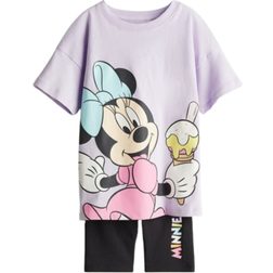 H&M Print With 2-piece Set - Helllila/Minnie Maus