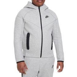 Nike Kid's Sportswear Tech Fleece Full Zip Hooded Jacket - Dark Gray Heather/Black/Black