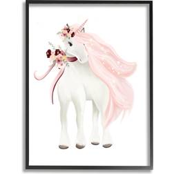 Stupell Glam Pink Unicorn Black Framed Art 16x20"