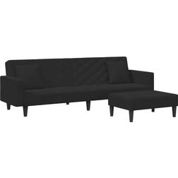 vidaXL 3216271 Black Sofa 86.6" 2pcs 3 Seater
