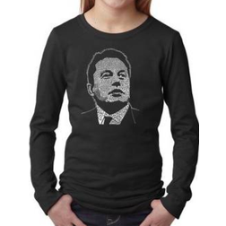 LA Pop Art Girl's Word Art Long Sleeve Elon Musk - Black