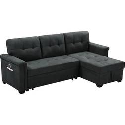 Simple Relax Sleeper Sectional with USB Charger and Tablet Pocket Dark Gray Sofa 84" 3 3 Seater