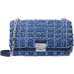 Michael Kors Tribeca Large Frayed Denim Shoulder Bag - Denim