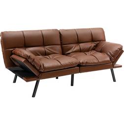 Costway Futon Brown Sofa 72" 3 Seater