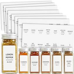 Talented Kitchen 140 Preprinted White Minimalist Spice Jar Labels