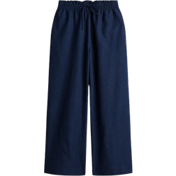 H&M Linen Blend Trousers - Navy Blue