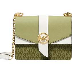 Michael Kors Greenwich Small Color-Block Logo and Saffiano Crossbody Bag - Smoky Olive Multi