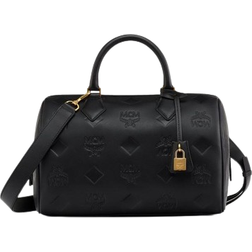 MCM Medium Ella Boston Bag In Maxi Monogram Leather - Black