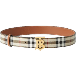 Burberry Check & Leather TB Belt - Archive Beige/Light Gold
