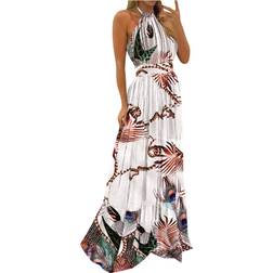 Babysbule Tropical Print Halter Backless Maxi Dress - Multicolour