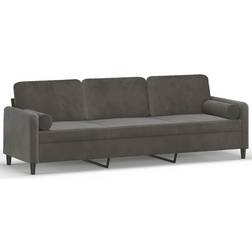 vidaXL Sectional Couch with Pillows and Cushions Dark Gray Sofa 89.8" 3 Seater
